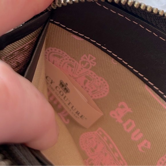 Juicy Couture Y2K vintage velour embroidered zip wallet in pink & brown π©·π€ - Picture 4 of 12